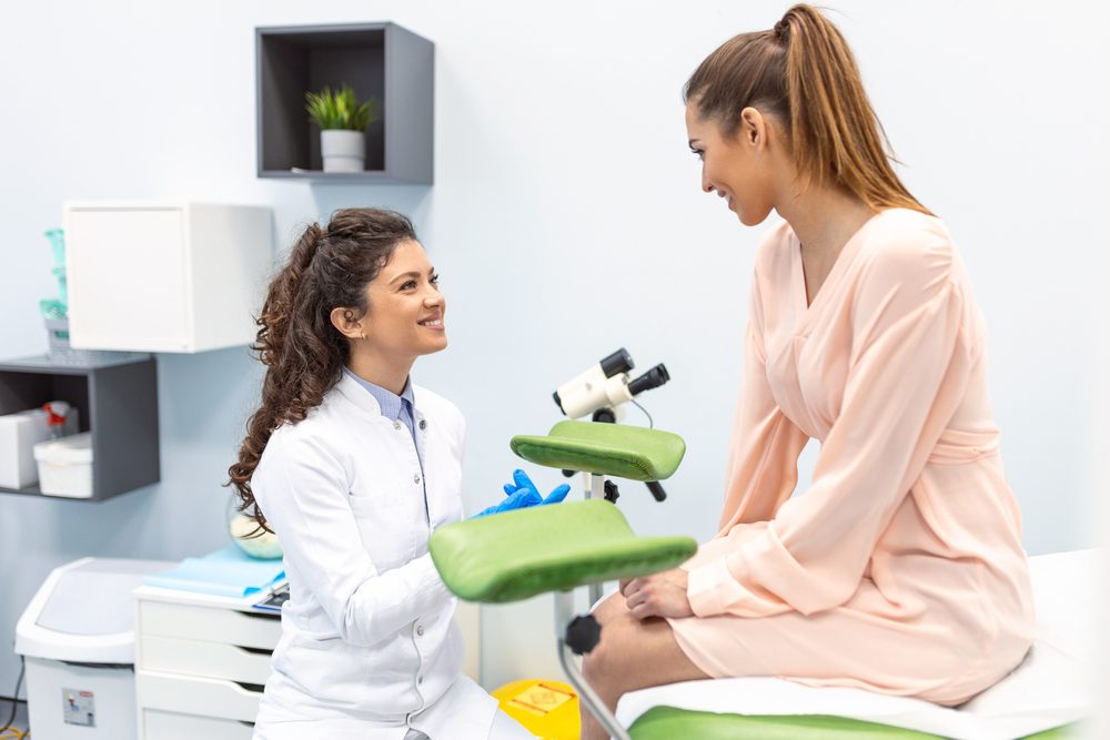 Woman getting a pap test